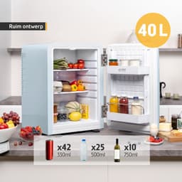 TZS First Austria Mini koelkast - Minibar - 40 liter - Vrijstaand - Volledig stil 22dB - Retro - Blauw — thumbnail 3
