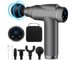 Mini massagepistool met 32 snelheden, 3500 RPM en 4 massagekoppen voor spierverrijking