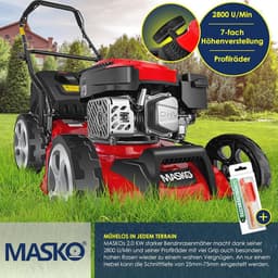 Benzine Grasmaaier 3-in-1 met Mulchfunctie en Duwfunctie | 51 cm Maaibreedte, 8-Standen Maaihoogte en 65L Opvangbak — thumbnail 4