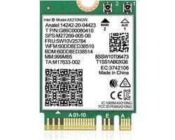 Intel AX210NGW WiFi 6E Netwerkkaart – Bluetooth 5.3 – Tri-Band (2.4GHz/5GHz/6GHz) – 5374Mbps – M.2 NGFF Adapter voor Laptop – Windows 10/11 (64-bit)