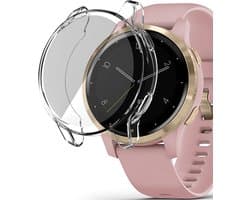 Hoesje & Screenprotector geschikt voor Garmin Venu 2s/ Vivoactive 4s - Siliconen TPU Case Transparant - Volledige 360 Graden Bescherming