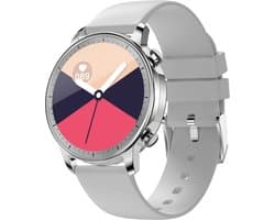 GALESTO Smartwatch Luxe - Gratis Stalen Band - Smartwatch Dames - Heren Smartwatch - Activity Tracker - Fitness Tracker - Met Touchscreen - Siliconen band - Horloge - Stappenteller - Bloeddrukmeter - Verbrande calorieën - Waterbestendig - Zilver