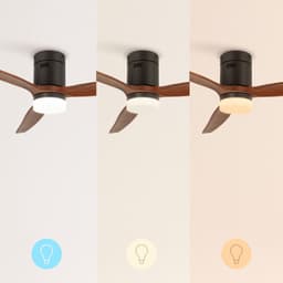 CREATE - Plafondventilator 40W silent Ø132 cm - Met Verlichting drie temperaturen - Met Afstandsbediening - 6 Snelheden - Timer - Zomer/Winter functie - Zwart - WIND CALM — thumbnail 3