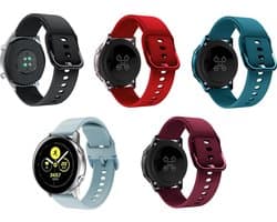 Fungus - 5 Pack - Smartwatch bandjes - Geschikt voor Samsung Galaxy Watch 6 (incl. Classic), Watch 5 (incl. Pro), Watch 4, Watch 3 41mm, Active 2 - Horloge 20mm - Siliconen