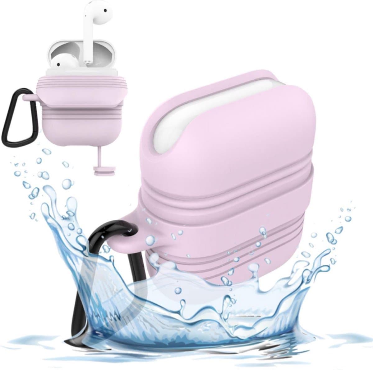 Hoes geschikt voor Apple Airpods Hoesje - IP67 Waterdicht Cover - Stofdicht Case - Rose — afbeelding 1