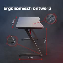ACAZA Bureau - Game Bureau - Metalen Poten - Premium Gaming Tafel - 108x60x70cm - Zwart — thumbnail 2
