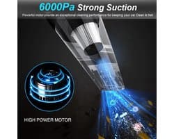 E&CT TRADING - 6000 PA - Stofzuiger Snoerloos - Voor Auto Stofzuiger - USB Oplaadbare Draagbare - Draadloze Stofzuigers Krachtig Droog Nat