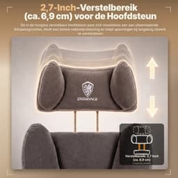 Dowinx Gamingstoel - Ergonomische Bureaustoel - Grote Bureaustoel - Ademende Stof en Flueel - Met Voetensteun en Verstelbare Rug - Bureaustoel Gaming chair - Grijs — thumbnail 4
