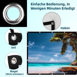 beamer, 150 inch, 16:9 HD, opvouwbaar, voor buiten, dikker, lichtdichter, projectiescherm, kreukvrij en gemakkelijk te dragen, bijzonder geschikt voor outdoor, camping, thuis — thumbnail 3