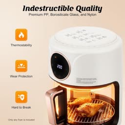 Heteluchtfriteuse, 4,2 liter, 1200 W, met kijkvenster LCD Touch, timer en 6 programma's, temperatuurinstelling 80-200 °C, voor gezond koken, bakken, grillen, wit — thumbnail 3