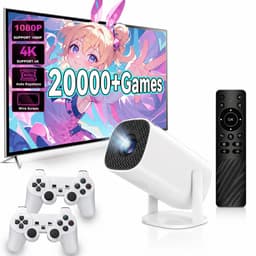 ECTEATOY® Mini Beamer – HD Smart Projector met WiFi 6 & Bluetooth 5.4 – 4K Support – Inclusief 2 Game Controllers (64GB TF Card & 15.000+ Retro Games) – Wit — thumbnail 1