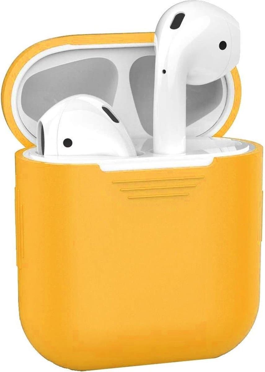 Hoesje - Geschikt voor Apple Airpods 2 - Siliconen Hoes met Clip - Silicone Case Cover - Oranje — afbeelding 1