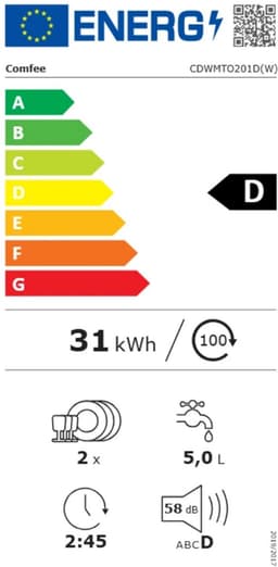 Comfee CDWMTO201D(W) Mini vaatwasser - 5L waterreservoir - Wit — thumbnail 2