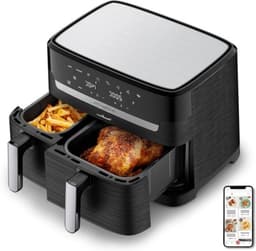 Heteluchtfriteuse - Airfryer - met 2 lades - Voor het bereiden van complete maaltijden - XXL-capaciteit - 83L - Voor maximaal 8 personen - Zwart — thumbnail 1
