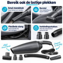 Autostofzuiger - Kruimeldief - 12V 120W - 4,5 meter kabel - Met slang en mondstukken - Zwart — thumbnail 4