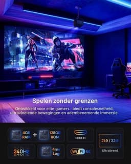 Beamer Laser - 3000 Lumen Helderheid - 3840 x 2160 Pixels Resolutie - 15000:1 Contrast - Draagbaar - Thuisbioscoop — thumbnail 4