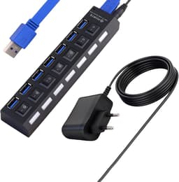 USB Hub - Verlenger Poorten - Extra Aansluitingen - Individuele Aan/Uit Schakelaars - 7 Poorten - Zwart — thumbnail 1