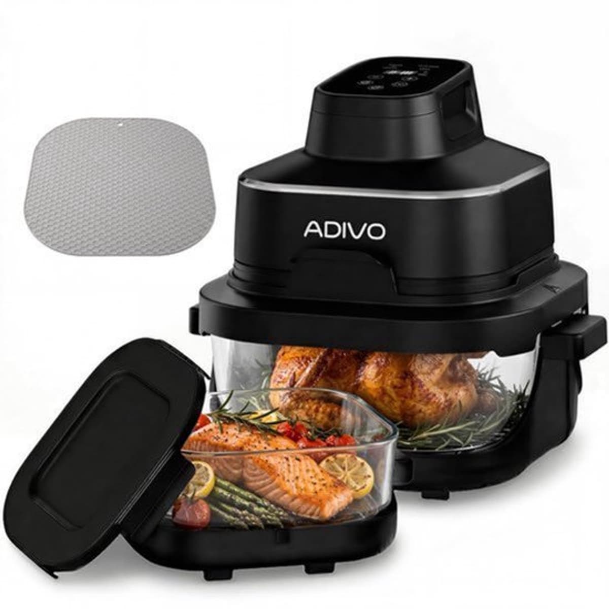 Draagbare glazen Air Fryer heteluchtfriteuse, 4 l/1,5 l, 1500 W, olievrije luchtfriteuse met kijkvenster, glazen kom, 4 modi, zonder coating, vaatwasmachinebestendig — afbeelding 1