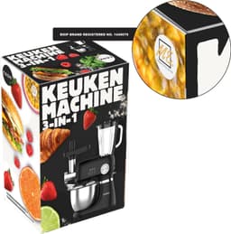 COOK-IT Keukenmachine 3-in-1 – Keukenrobot met Vleesmolen en Blender – 1300W – 5L RVS Mengkom – 1,75L Glazen Blenderkan – 12 Snelheden – Keukenmixer – Zwart — thumbnail 2