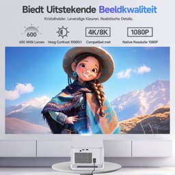 Magcubic® HY350MAX Mini Beamer 4K - Draagbare Smart Projector met Android 14 - Thuisbioscoop Beamer WiFi 6 & Bluetooth 5.4 - 600 ANSI- Auto Keystone - 180° Draaibaar - Full HD 1080P - Home Cinema — thumbnail 3