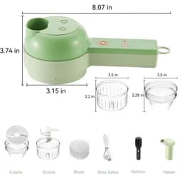 Ryoudavell - 5-in-1 Draadloze Elektrische Groentehakker – Elektrische Groente Hakmolen - multifunctionele keukenmachine – Snijden, Hakken, Raspen & Kloppen – USB Oplaadbaar - Inclusief Schoonmaakborstel – voor Knoflook, Ui, Vlees & Groenten — thumbnail 2