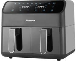 Sinaopus Heteluchtfriteuse 8L – Dubbele Airfryer voor het Gezin – 2 Manden – 2000W – Krokant met Minder Olie – Kijkvenster