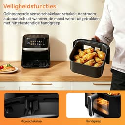 Puluomis Airfryer 6,5L – Heteluchtfriteuse – PFAS-vrij - 1350W – 8 Programma’s – Digitaal Display - Je kunt tot 2000 gram friet per keer frituren — thumbnail 2