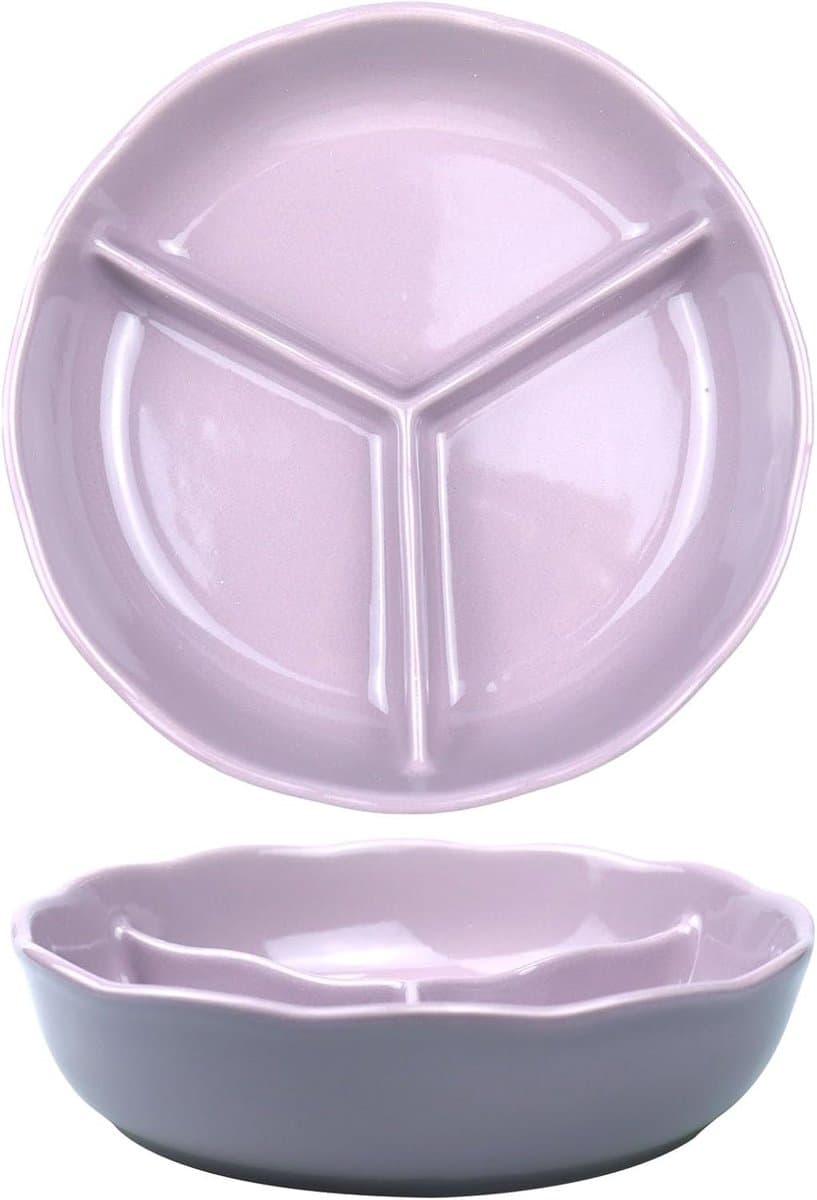 Lunchplaten, Verdeelde Keramische Dinerplaat - Lichtpaars - Magnetron- en Vaatwasserbestendig - ShopVlot — afbeelding 1