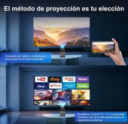 4K mini-beamer met native 1080p - Thuisbioscoop - 500 ANSI lumen - Android 11.0 OS - Wifi 6 - BT 5.2 - Automatische rotatie van 180 graden — thumbnail 2