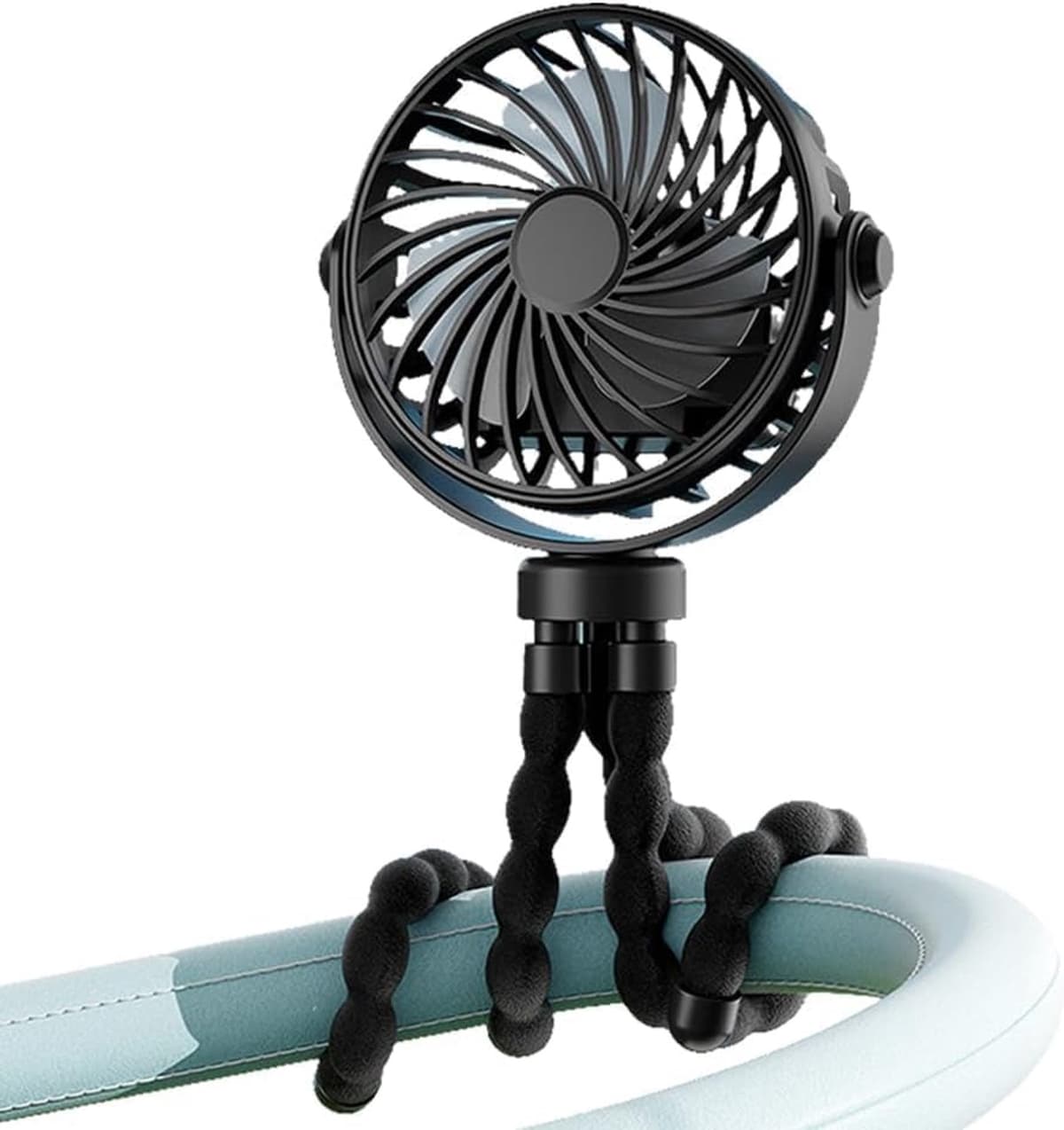Handventilator oplaadbaar - op batterijen - USB-opladen - 3 Standen - Hand Tafelventilator Draadloos - Ophangbaar - Geluidsarm - Zwart — afbeelding 1