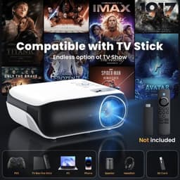 Mini beamer - Mini projector - FHD - AV - Audio - 2x USB - HDMI - 100.000 uur - Bluetooth 5.1 - Contrast 10.000:1 - 9500 lumen — thumbnail 3