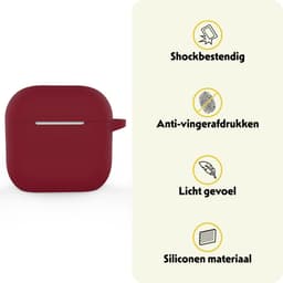Hoesje Geschikt voor Apple AirPods 5 - Siliconen Hoes met Clip - Silicone Case Cover - Donkerrood — thumbnail 3