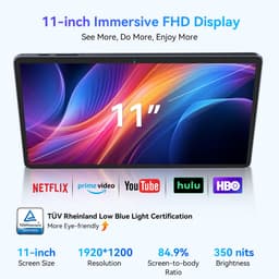 Tablet Android 11 Inch - 24 GB RAM 256 GB Opslag - IPS Scherm - Android 15 Systeem - Dual 4G LTE + 5G WiFi — thumbnail 1
