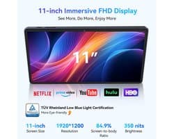 Tablet Android 11 Inch - 24 GB RAM 256 GB Opslag - IPS Scherm - Android 15 Systeem - Dual 4G LTE + 5G WiFi