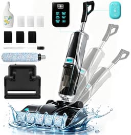 Grenintol Vloerreiniger – Nat en Droog Stofzuiger – 15kPa – 180° Platliggend – Stofzuiger met dweilfunctie – Zelfreiniging met Geëlektrolyseerd Water – Automatische Droging – Dubbelzijdige Randreiniging – 35 Min Accuduur – Zilver — thumbnail 1