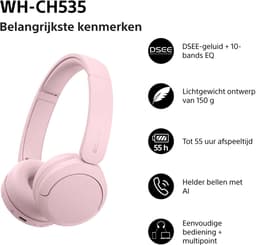 SONY WH-CH535 - Draadloze On-ear Koptelefoon - Roze — thumbnail 5