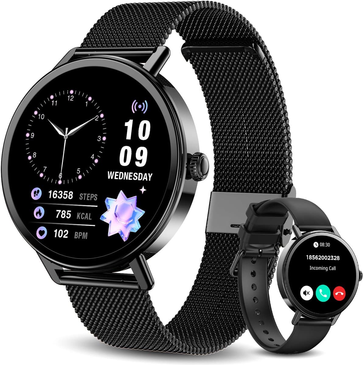 Blackview Dames Smartwatch - X30 - 1,26 inch Sporthorloge - AMOLED Fitnesstracker - Slimme Horloges - Ondersteunt Bellen Bluetooth - Hartslagmeting en Zuurstofsaturatiemeting - voor Android en iOS - Zwart — afbeelding 1