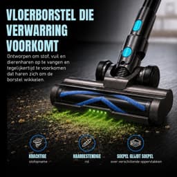 Kymo Steelstofzuiger Draadloos - 450W - 33kPa - Stofzuiger Zonder Zak - Draadloze Stofzuiger op Accu - Kruimeldief - Handstofzuiger - Snoerloze Stofzuiger - Voor Dierenharen - 62 Min Accu - HEPA Filter — thumbnail 3