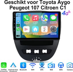 Junsun Android 15 Autoradio Geschikt voor Peugeot 107 Citroen C1 Toyota Aygo Accessoires - 6GB+128GB - Draadloze CarPlay & Andriod Auto - GPS-navigatiesysteem - Bluetooth - Stuurwielbediening - WiFi - 10 Inch Touchscreen - 4G - DSP - FM - USB — thumbnail 1