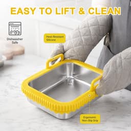 Airfryer roestvrij staal voor COSORI heteluchtfriteuse voor Ninja heteluchtfriteuse AF400EU AF500EU SL400EU AF451EU, roestvrijstalen airfryer accessoires, afneembare siliconen ring (geel — thumbnail 2