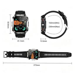 Tactisch Militair Sporthorloge voor Heren – Robuust Horloge met 100 Dagen Batterijduur – Kompas en Zaklamp – Geschikt voor An Android en iOS – met 2,01-inch HD-scherm – AI-Spraakbediening en IP68-Waterbestendigheid - Zwart — thumbnail 3