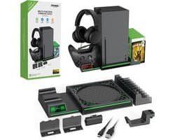 Verticale standaard geschikt voor Xbox Series X - Serie X oplaadstation voor controller - met 2-pack 300mAh oplaadbare batterij - 10 Slot Game Opslag en Headset Haak - geschikt voor Xbox Series X-controller