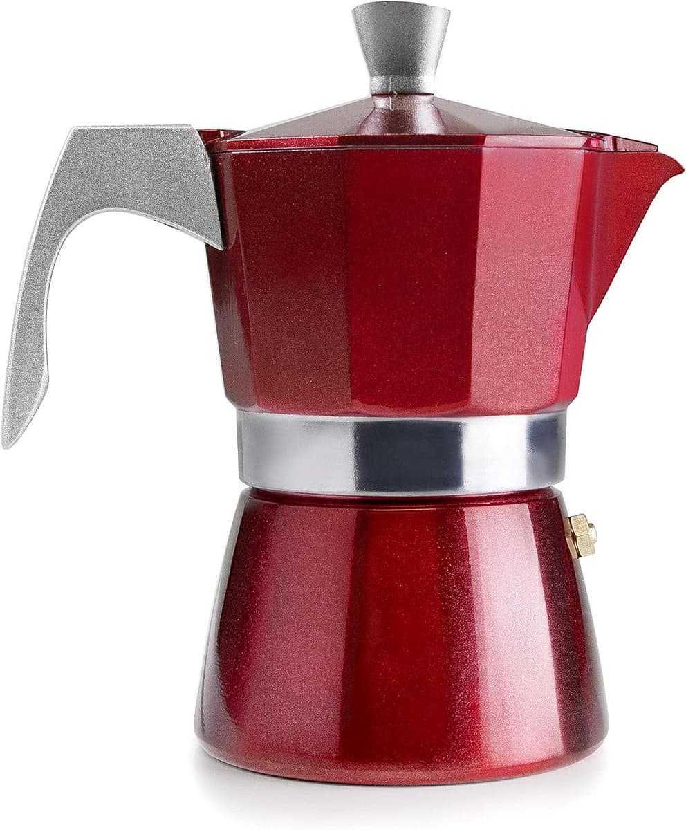 Koffiezetter - Moka pot - Koffie maken - Inductie geschikt - 2 kopjes - Rood — afbeelding 1