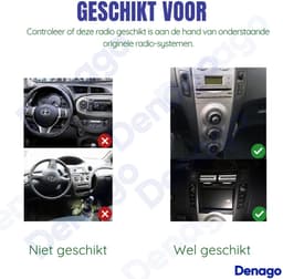 CarPlay autoradio geschikt voor Toyota Yaris | 2005 t/m 2012 | Android 13 | Draadloos Apple CarPlay & Android Auto | 2GB + 32GB | QuadCore processor | Denago DNG-A406 | 2025 model | 2005 2006 2007 2008 2009 2010 2011 2012 | Bluetooth & Wifi — thumbnail 4