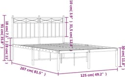 Bedframe met hoofdeinde, metaal, zwart, 120 x 200 cm, bedframe voor woonkamer, hotel, slaapkamer — thumbnail 4