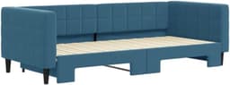 Bedframe, familiebed, tweepersoonsbed, slaapkamermeubel, dagbed, uittrekbaar, blauw, 90x200 cm, fluweel — thumbnail 4