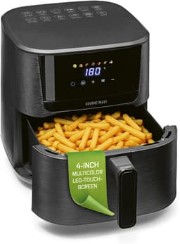GOURMETmaxx heteluchtfriteuse 6,5 l, airfryer met 7 programma’s, gekleurde pictogrammen, 1600 W, 5 functies, 4-inch multicolor LED-touchdisplay, timer van 60 minuten, 80–200 °C voor friet, kip en dergelijke — thumbnail 1