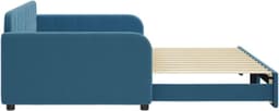 Bedframe, familiebed, tweepersoonsbed, slaapkamermeubel, dagbed, uittrekbaar, blauw, 100x200 cm, fluweel — thumbnail 2