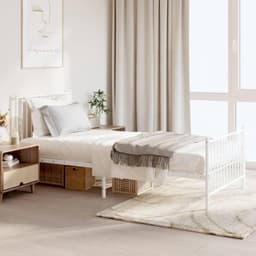 Bedframe met hoofdeinde en voetenplank, wit staal — thumbnail 1