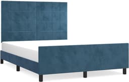 Bedframe met hoofdeinde, donkerblauw, 140 x 190 cm, fluwelen bedframe voor slaapkamer, familiebed, slaapkamer, hotel, logeerkamer — thumbnail 4